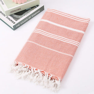 Wholesale customized cotton striped fringe Turkish sand free beach towel