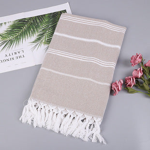 Wholesale customized cotton striped fringe Turkish sand free beach towel