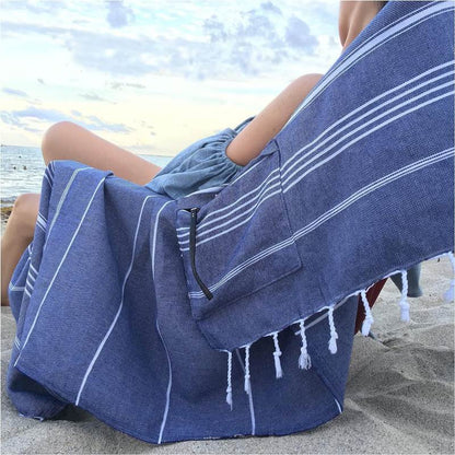 Online wholesale Quick dry Turkish Hammam beach towel with invisible zipper