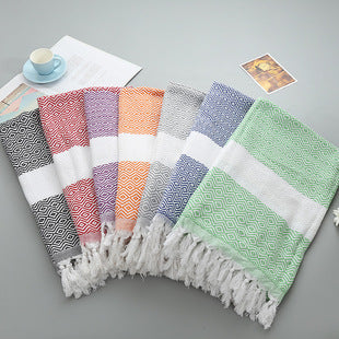 Beach Towel Supplier Turkish Fringe Diamond bath Towel - jacquard diamond shape