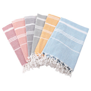 Wholesale customized cotton striped fringe Turkish sand free beach towel