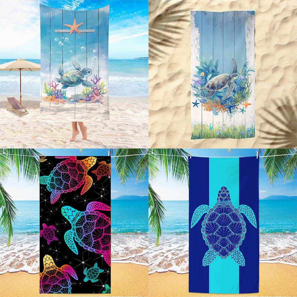 Customized Quick Dry anti sand Microfiber Beach Towel sea turtle