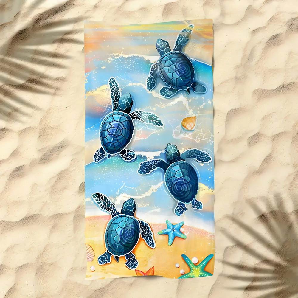 Customized Quick Dry anti sand Microfiber Beach Towel sea turtle