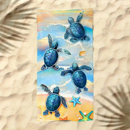 Customized Quick Dry anti sand Microfiber Beach Towel sea turtle