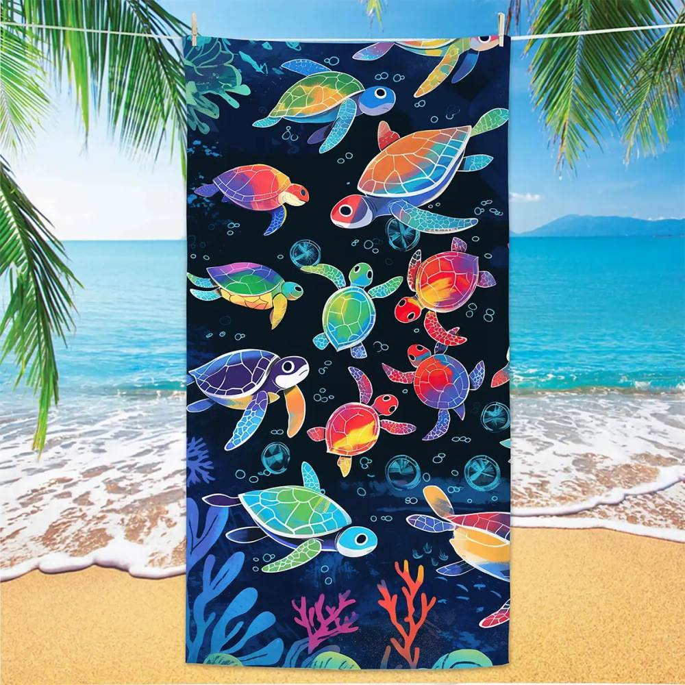 Customized Quick Dry anti sand Microfiber Beach Towel sea turtle