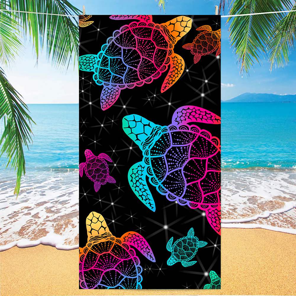 Customized Quick Dry anti sand Microfiber Beach Towel sea turtle