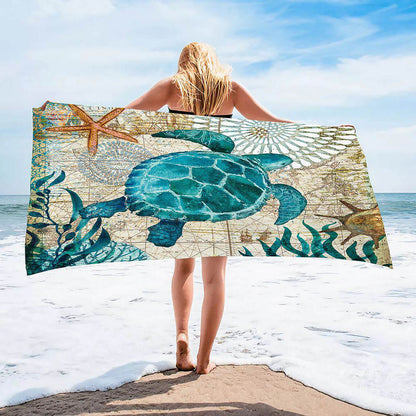 Customized Quick Dry anti sand Microfiber Beach Towel sea turtle