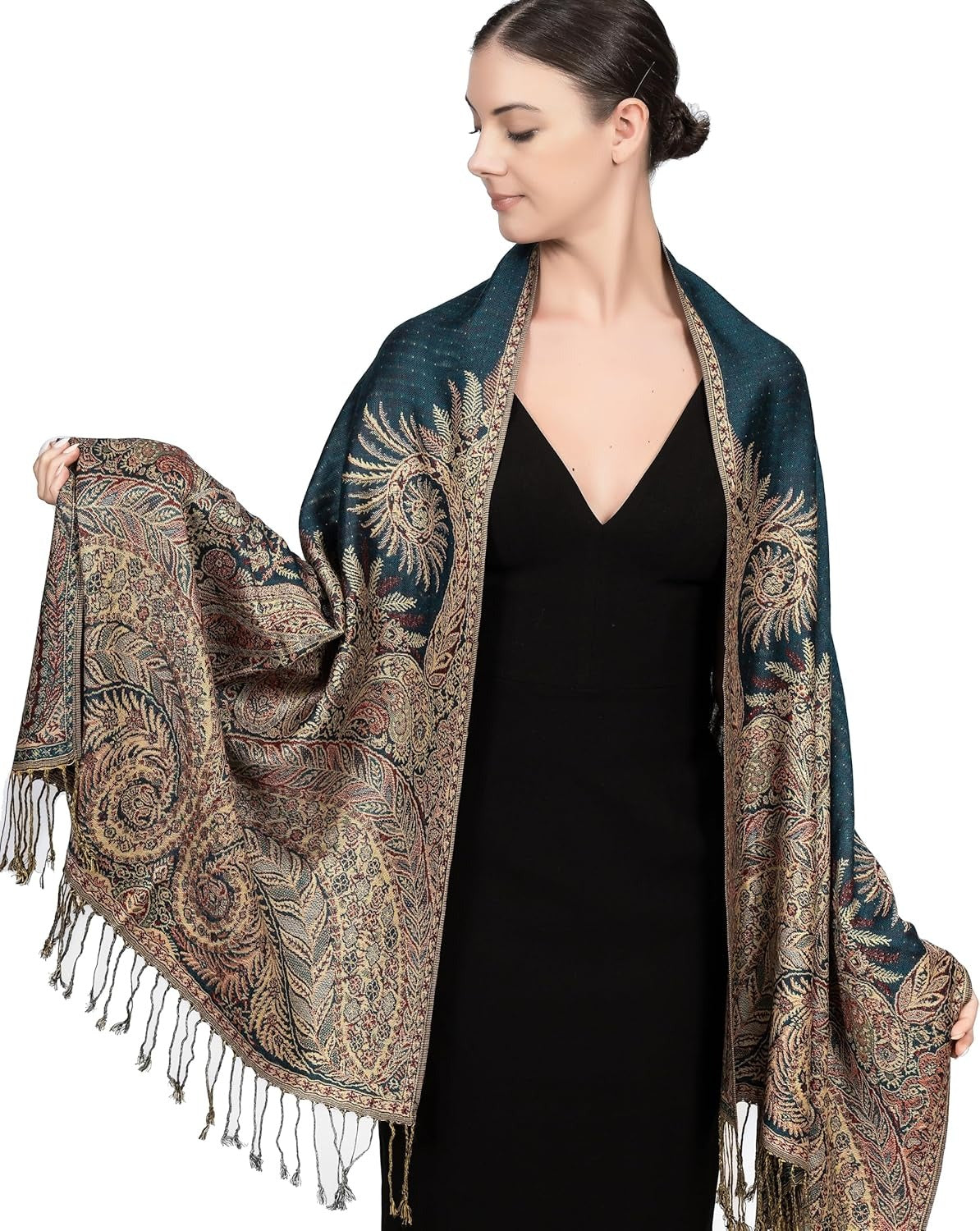 Bulk Vintage Fringed Cashmere Warm Scarf - Outdoor Travel Blanket Theater Shawl