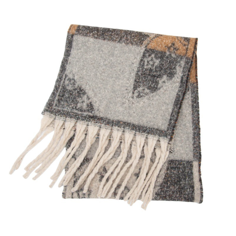 Warm Contrast Color Star Scarf