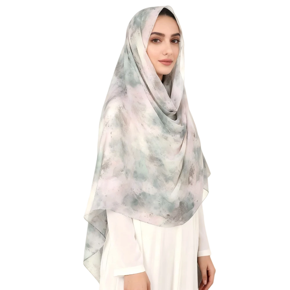 Wholesale Abstract Marble Print Lightweight Chiffon Hijab Scarf
