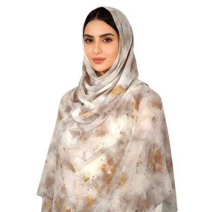 Wholesale Abstract Marble Print Lightweight Chiffon Hijab Scarf