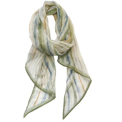 Wholesale Abstract Watercolor Brushstroke Chiffon Scarf with Pointed Ends