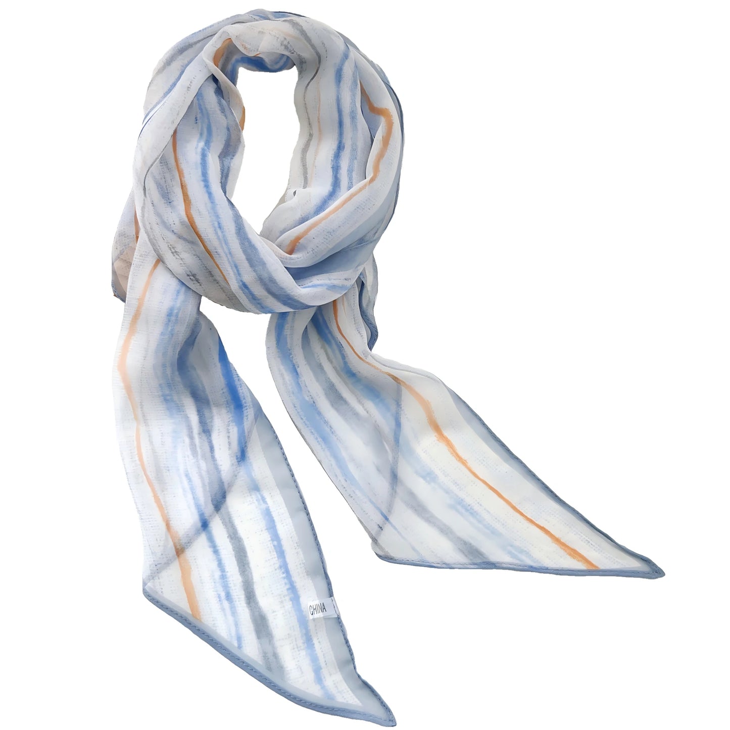 Wholesale Abstract Watercolor Brushstroke Chiffon Scarf with Pointed Ends