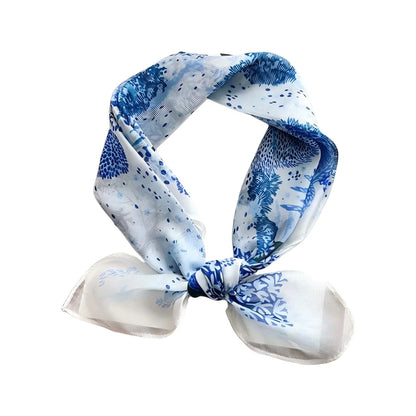 Wholesale Artistic Landscape Print Square Scarf Women Elegant Tree Design