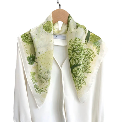 Wholesale Artistic Landscape Print Square Scarf Women Elegant Tree Design