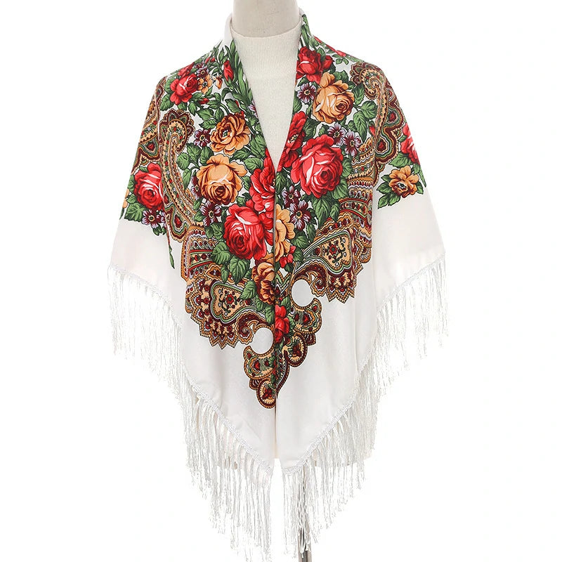 White babushka headscarf