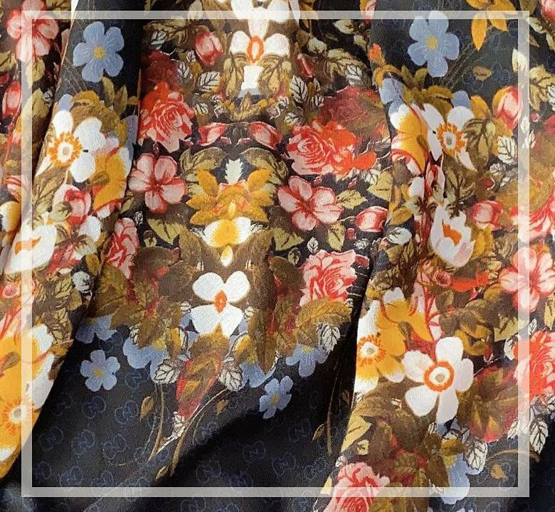 Black floral scarf