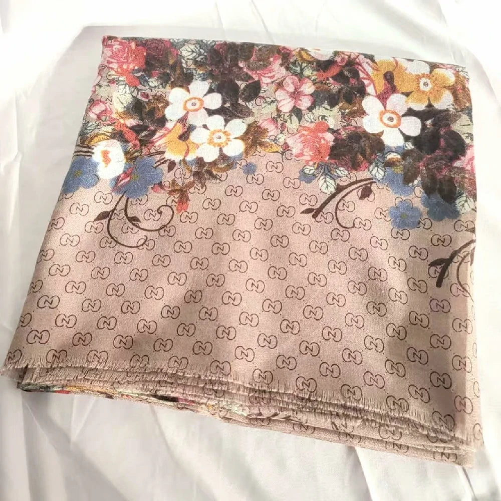 Beige floral scarf