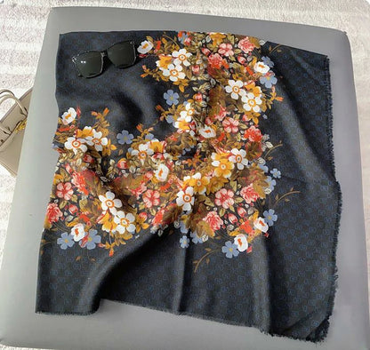Black floral scarf