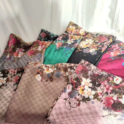 scarves with flowers in various colors