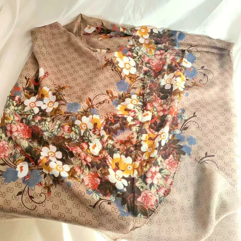 Beige floral scarf