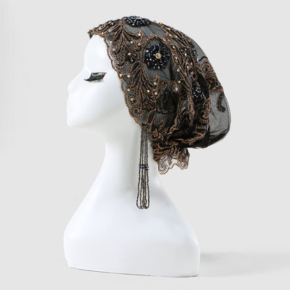 black Beaded Turban Hijab