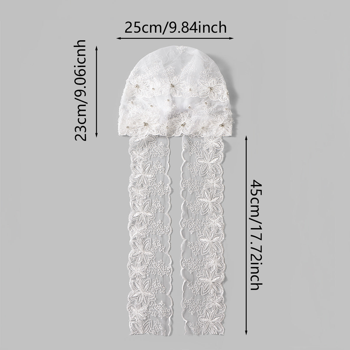 white Beaded Turban Hijab size