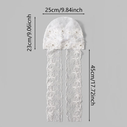 white Beaded Turban Hijab size