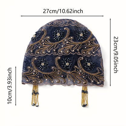 blue Beaded Turban Hijab