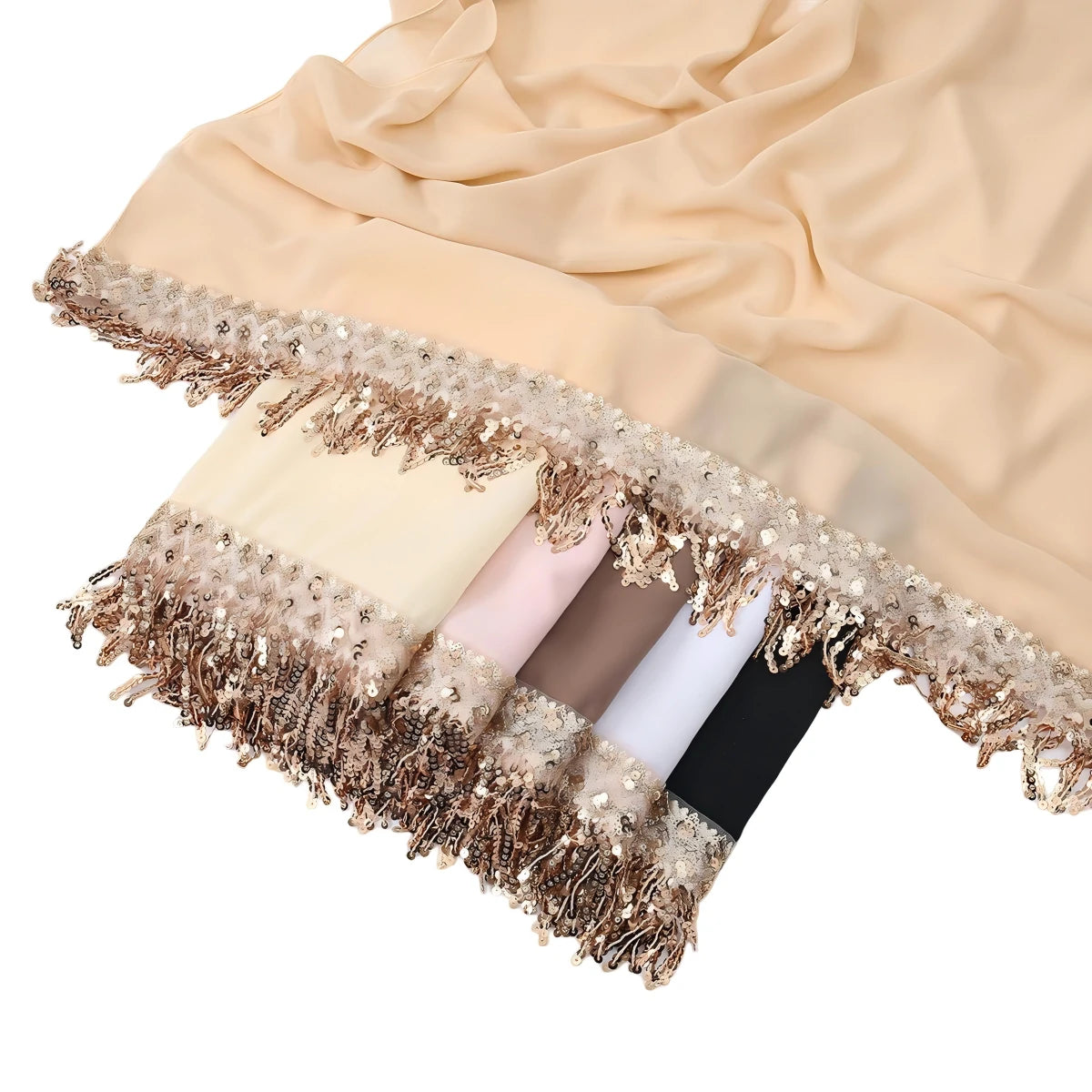 Wholesale Bulk Chiffon Hijabs Sequin Tassel for Modest Fashion Boutiques