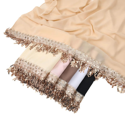 Wholesale Bulk Chiffon Hijabs Sequin Tassel for Modest Fashion Boutiques