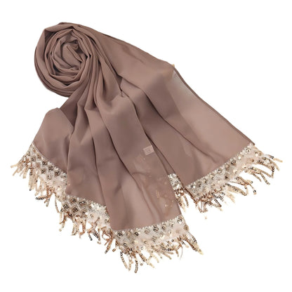 Wholesale Bulk Chiffon Hijabs Sequin Tassel for Modest Fashion Boutiques