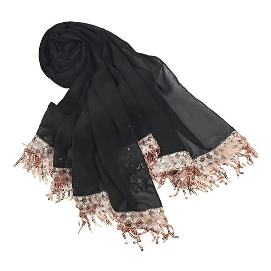 Wholesale Bulk Chiffon Hijabs Sequin Tassel for Modest Fashion Boutiques