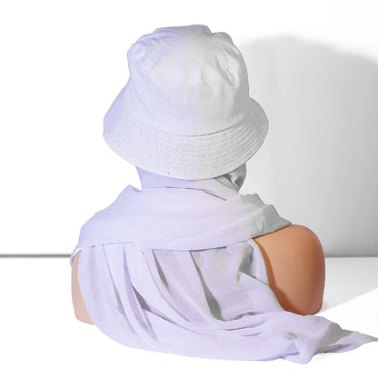 Wholesale Chiffon Bucket Hat Hijab Attached Long Scarf Instant Muslim Headscarf
