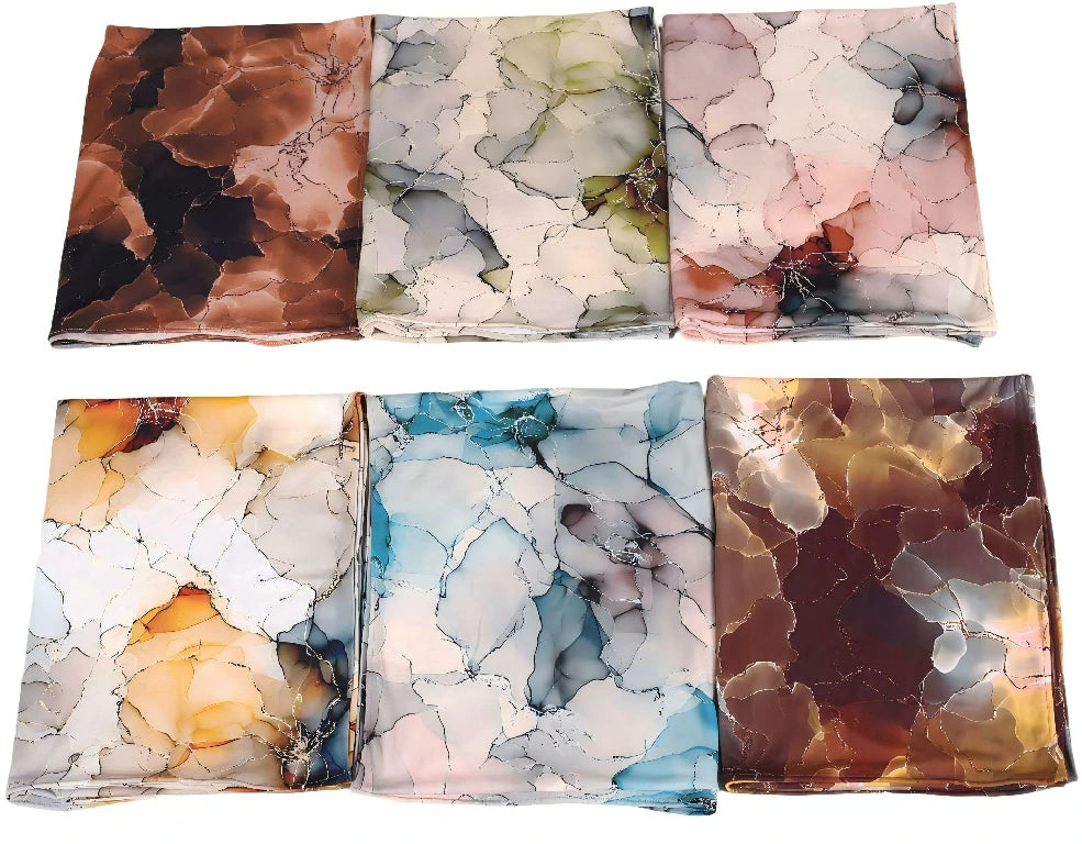 Wholesale Cracked Marble Print Chiffon Hijab Scarf Women Soft Lightweight Muslim Headscarf Shawl