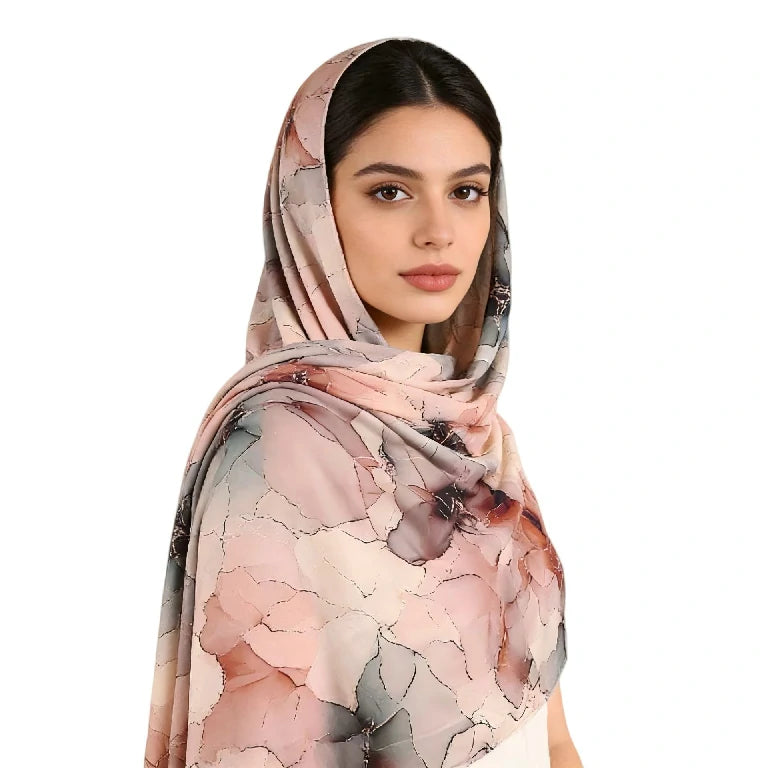 Wholesale Cracked Marble Print Chiffon Hijab Scarf Women Soft Lightweight Muslim Headscarf Shawl