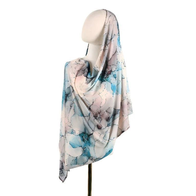 Wholesale Cracked Marble Print Chiffon Hijab Scarf Women Soft Lightweight Muslim Headscarf Shawl