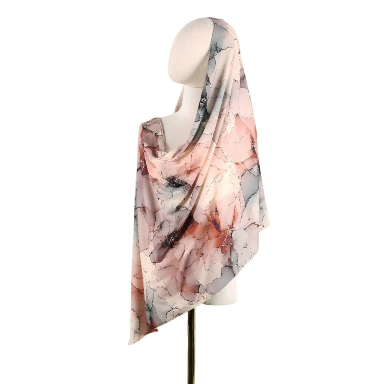 Wholesale Cracked Marble Print Chiffon Hijab Scarf Women Soft Lightweight Muslim Headscarf Shawl