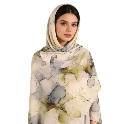 Wholesale Cracked Marble Print Chiffon Hijab Scarf Women Soft Lightweight Muslim Headscarf Shawl