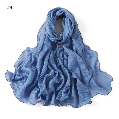 Wholesale Crinkle Hijab Sequins Contrasting Trim Lightweight Chiffon Scarf Shawl