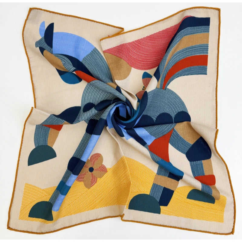 Wholesale Custom Digital Printing Scarf Abstract Horse Pattern Multicolor Design