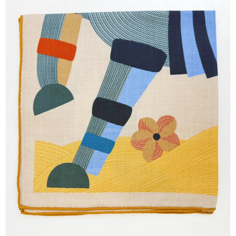 Wholesale Custom Digital Printing Scarf Abstract Horse Pattern Multicolor Design