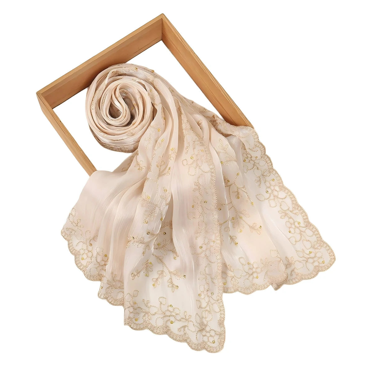Wholesale Elegant Floral Premium Embroidered Hijab with Sequins