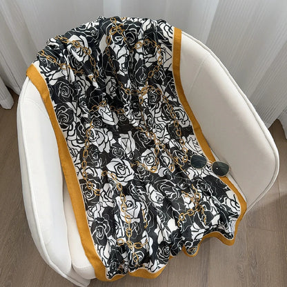 Wholesale Elegant Rose Chain Pattern Large Silk Scarf Multi Color Fashion Scarf for Women
