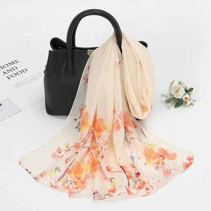 Wholesale Floral Chiffon Scarf Women Lightweight Lotus Print Shawl Wrap Bulk