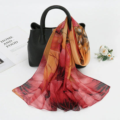 Wholesale Floral Chiffon Scarf Women Lightweight Lotus Print Shawl Wrap Bulk