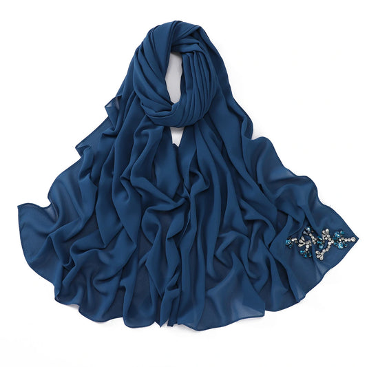 Wholesale Floral Diamond Premium Chiffon Hijab Islamic Scarf
