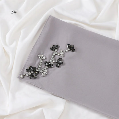 Wholesale Floral Diamond Premium Chiffon Hijab Islamic Scarf