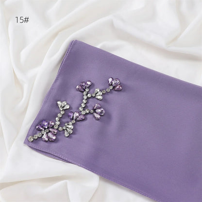 Wholesale Floral Diamond Premium Chiffon Hijab Islamic Scarf