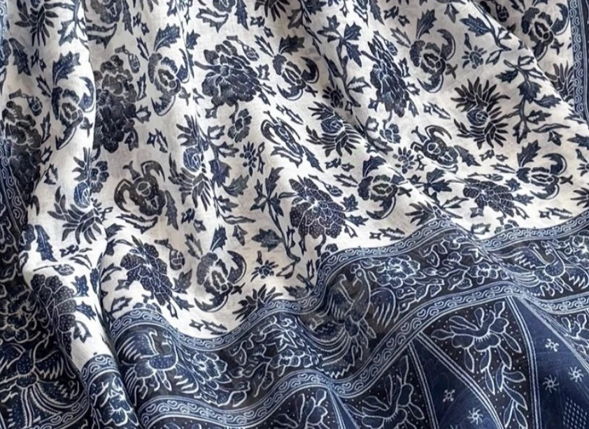 blue Floral Kashmir Scarf